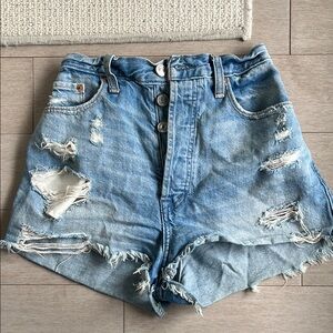 Abercrombie & Fitch Distressed Blue Denim Women Shorts